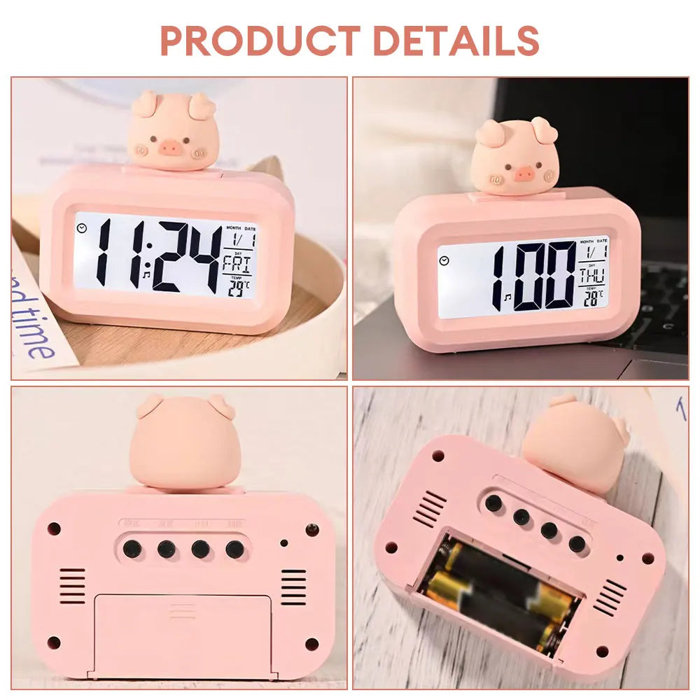 LED Digital Alarm Clock Date Week Temperature Display Electronic Table Clock Table Clock Battery Powered Snooze Clock Home Decor