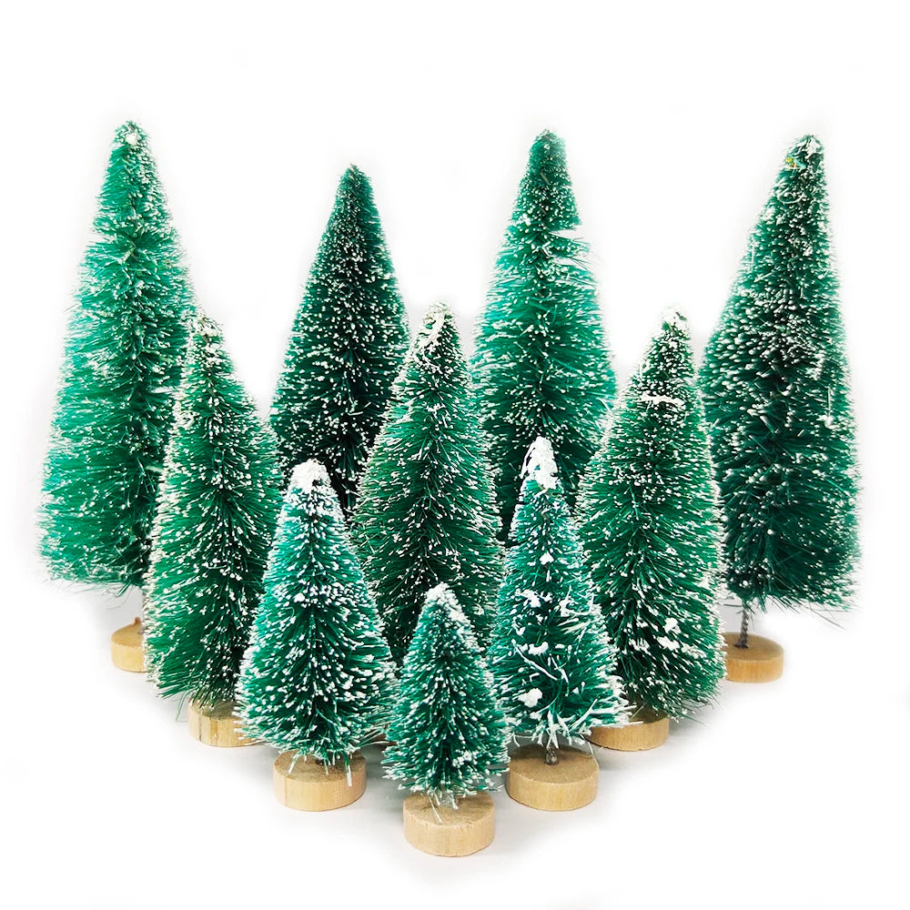 5/8pcs Mini Christmas Trees Small Artificial Christmas Tree Ornament Cedar Pine Sisal Tabletop Merry Christmas Party Decoration