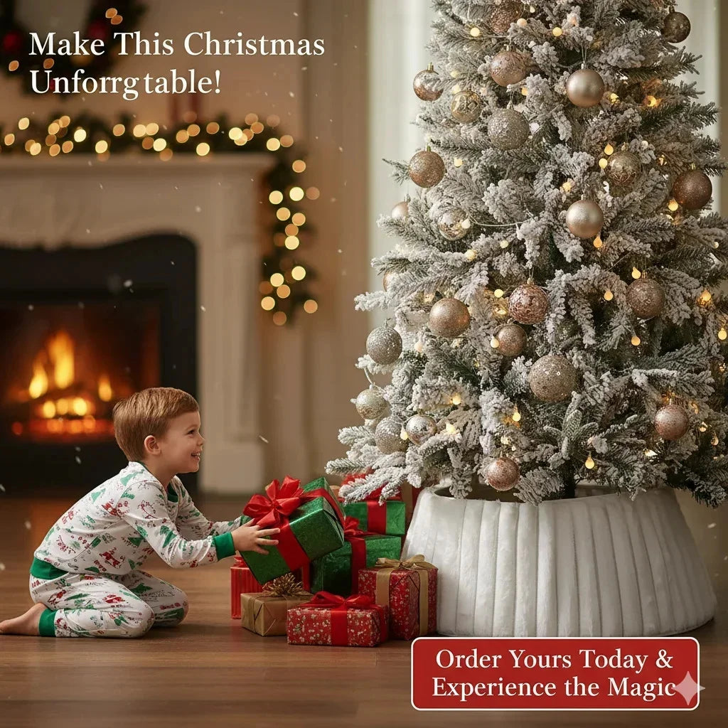 Modern Plush Vertical Christmas Tree Skirt White Furry Tree Bottom Cover Decorations for Winter Holiday Festival Ornament