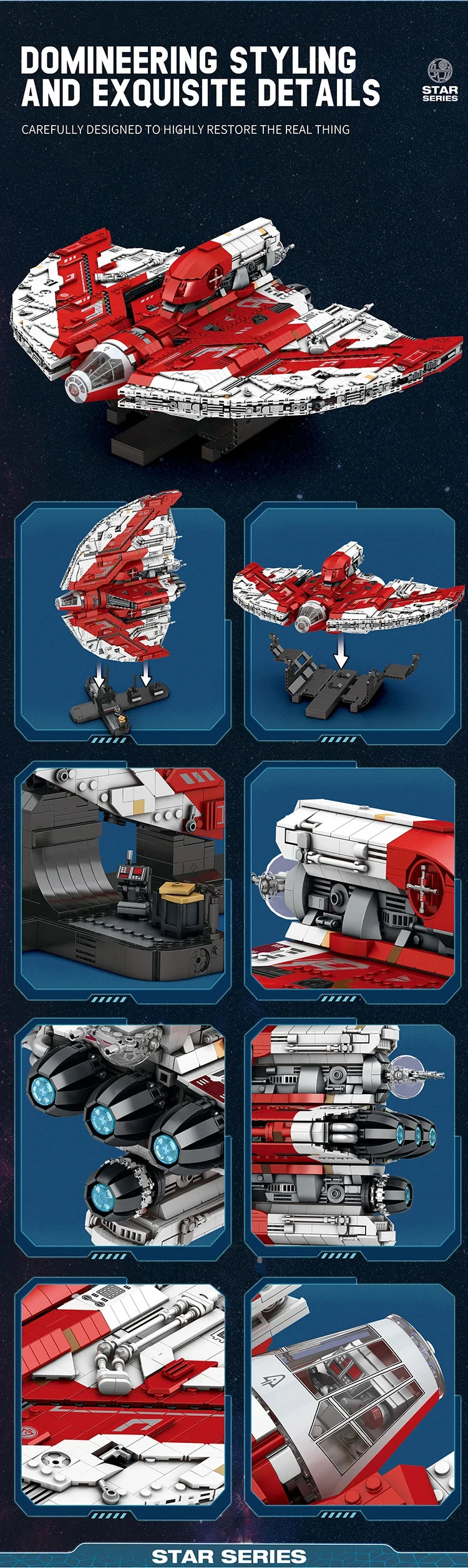 5749PCS UCS T6-Shuttle Spacecraft Model Building Blocks Space Jet Aircraft Moc Bricks DeskTop Display Holiday Gifts For Kids Toy