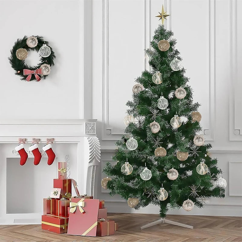 9Pcs 6cm Gold Christmas Ball Decor Suit Shatterproof Flash Hanging Balls for Xmas Tree Decoration Home Party New Year Gifts