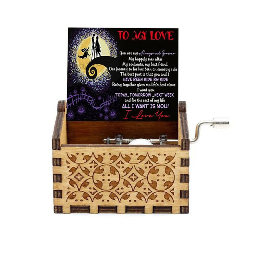 Merry Christmas Wooden Music Box Hand Cranked Movement Christmas Gifts for Children Birthday Present  Home Office Decoration