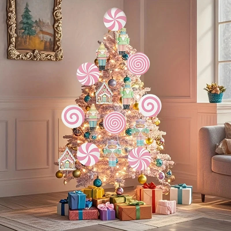 Christmas Party Decorations Tree Picks Large Nutcracker Peppermint Lollipop Christmas Picks for Tree Cute Candy Picks Ornaments