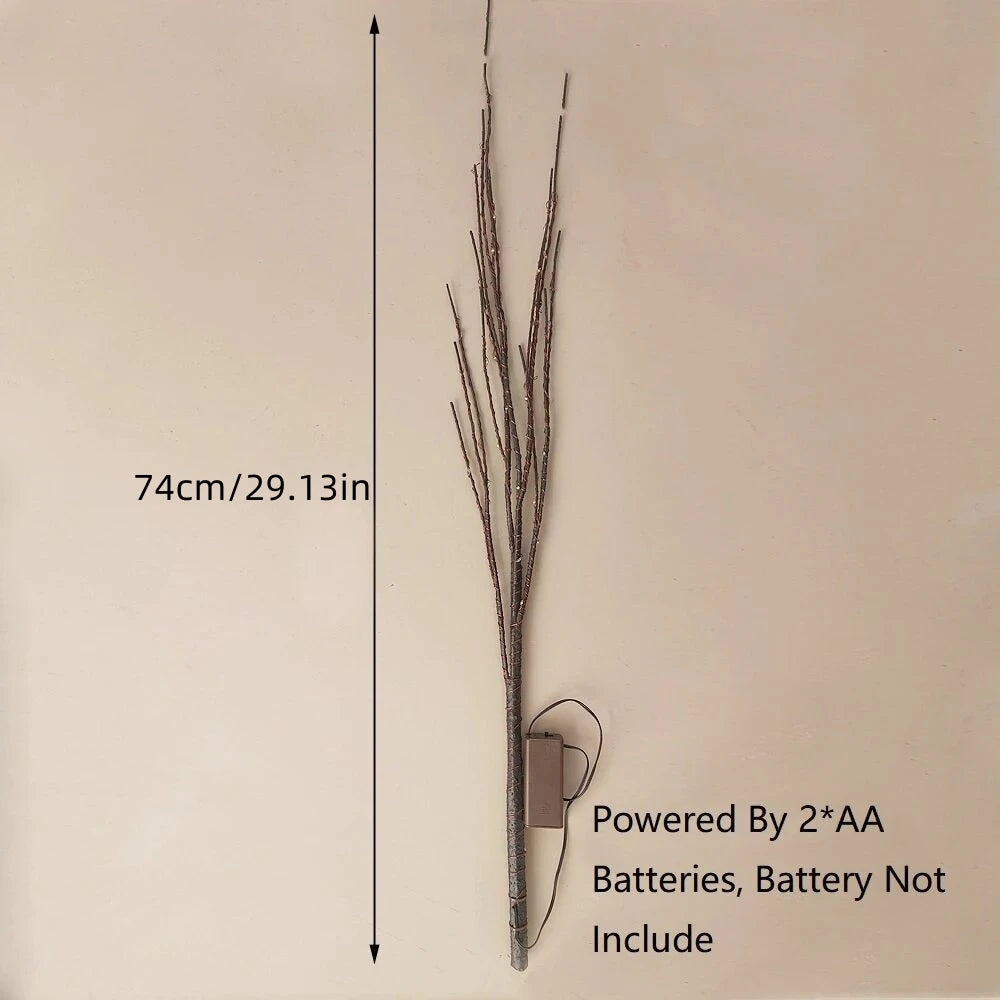 1pc 74cm/29.13in 50LED Brown Artificial Branches Lights,Indoor Battery Powered Decoration Light For Home,Restaurant,Coffee,Store