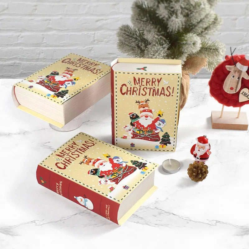 3/6pcs Merry Christmas Candy Gift Boxes Magic Book Santa Claus Gift Packing Box Bag Navidad New Year Xmas Party Decoration 2024