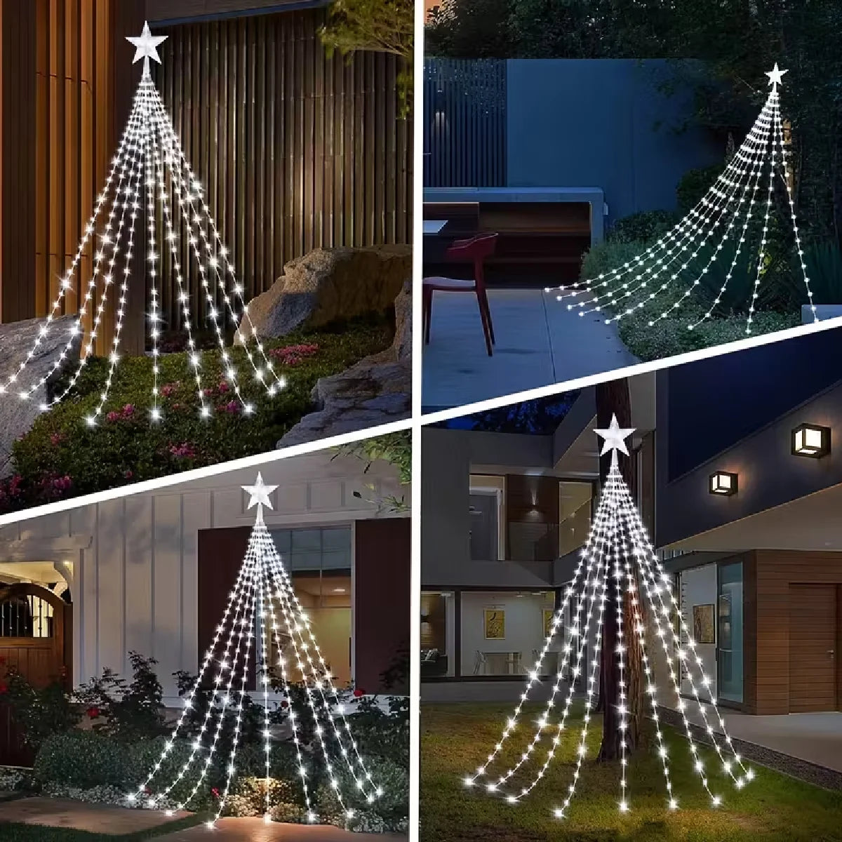 1PC Five-pointed Star Waterfall Lights USB/Solar Powered  Christmas String Lights for Christmas Party Halloween Home Decor