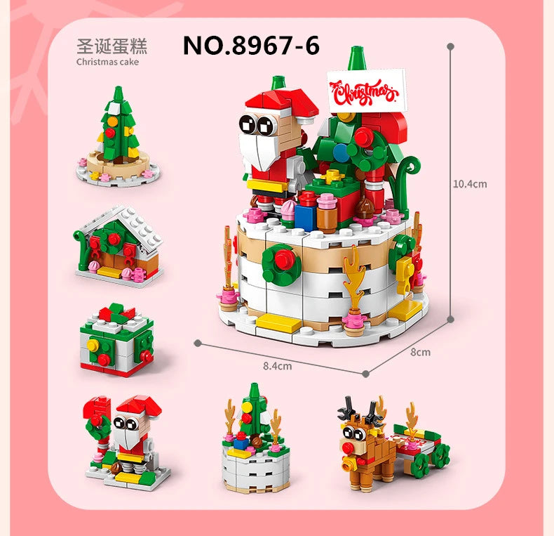 6 In 1 Upgraded Christmas Series Building Blocks Set With Light Creative Winter Village House DIY Bricks Toys For Kids Xmas Gift