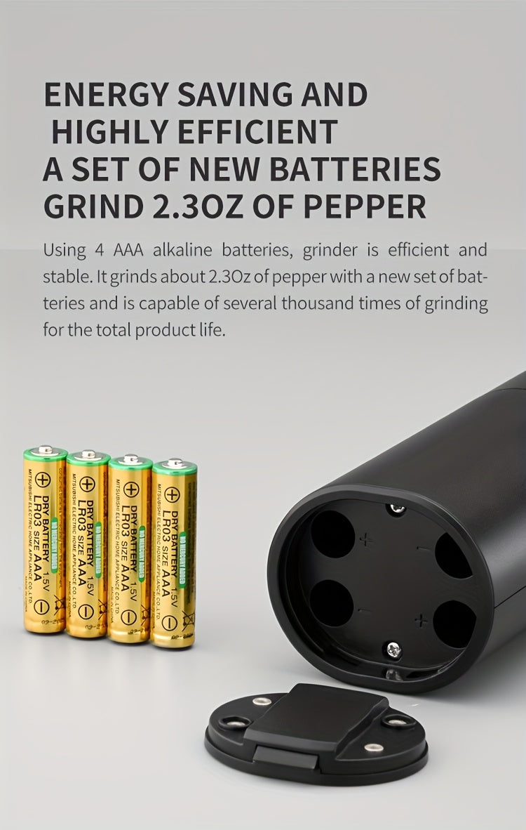 [1-Piece/2-Piece Option] Electric Salt & Pepper Grinder Set - Battery Powered (Batteries Not Included). Dual-Pack with Stand, Practical White LED Light. Adjustable Coarseness